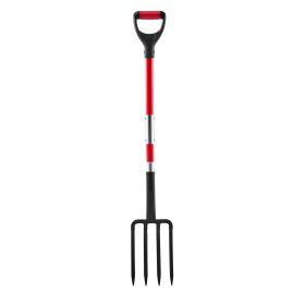 Garden Fork, 4-Tine Gardening Pitchfork with Fiberglass Handle, 45 in Heavy Duty Digging Fork with Y Grip